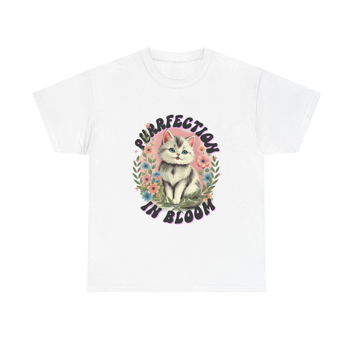 Purrfection in Bloom Cat Black |  Unisex T-shirt