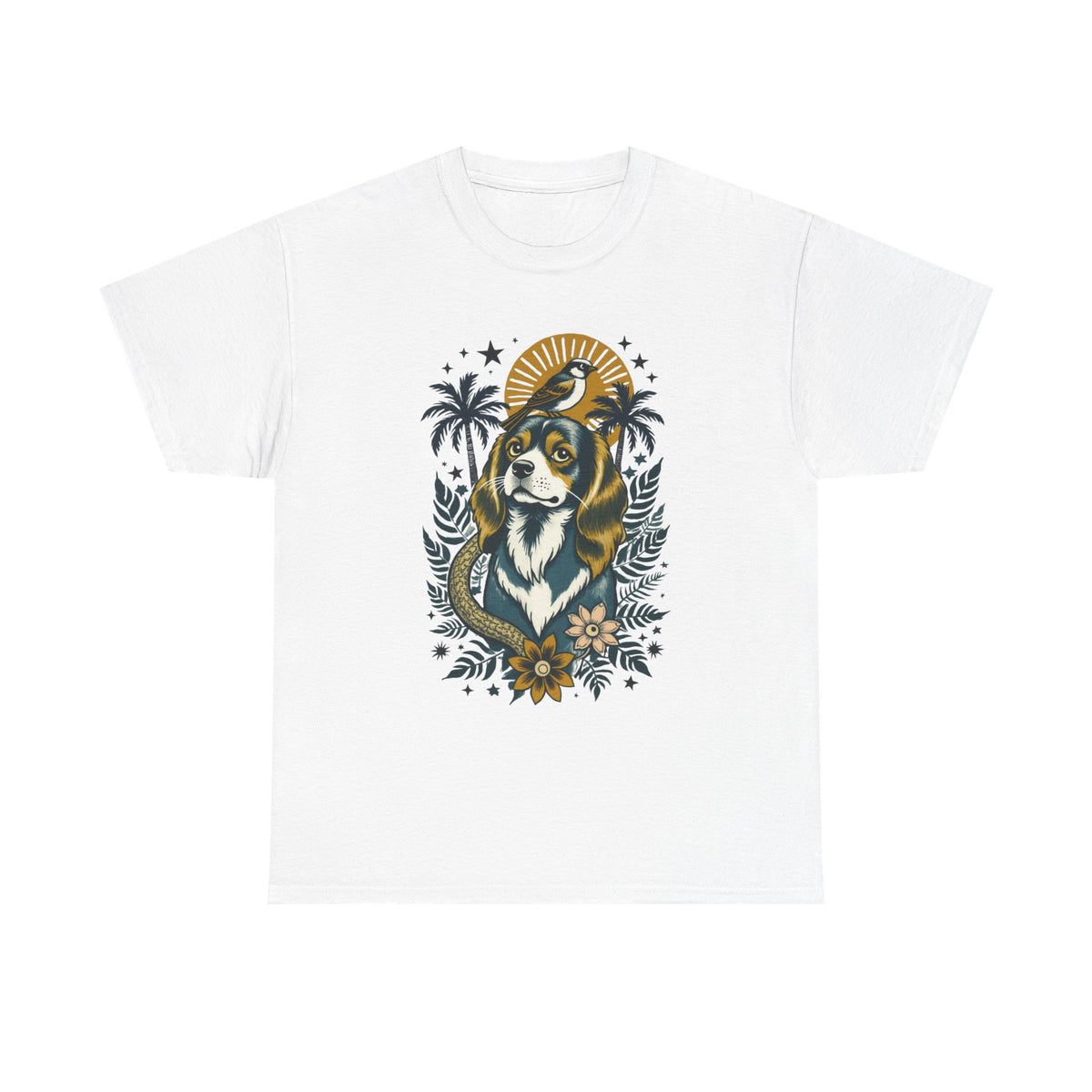 King Charles Cavalier Vintage Style Tattoo graphic T-Shirt
