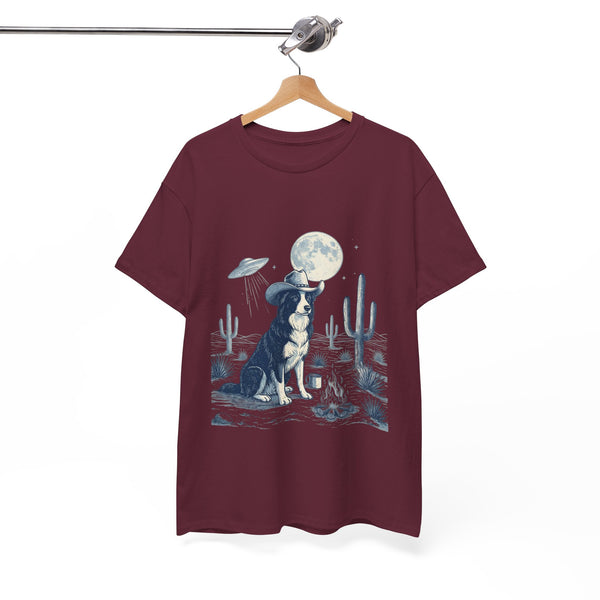 Border Collie Cowboy & Desert UFO  - Unisex T-shirt