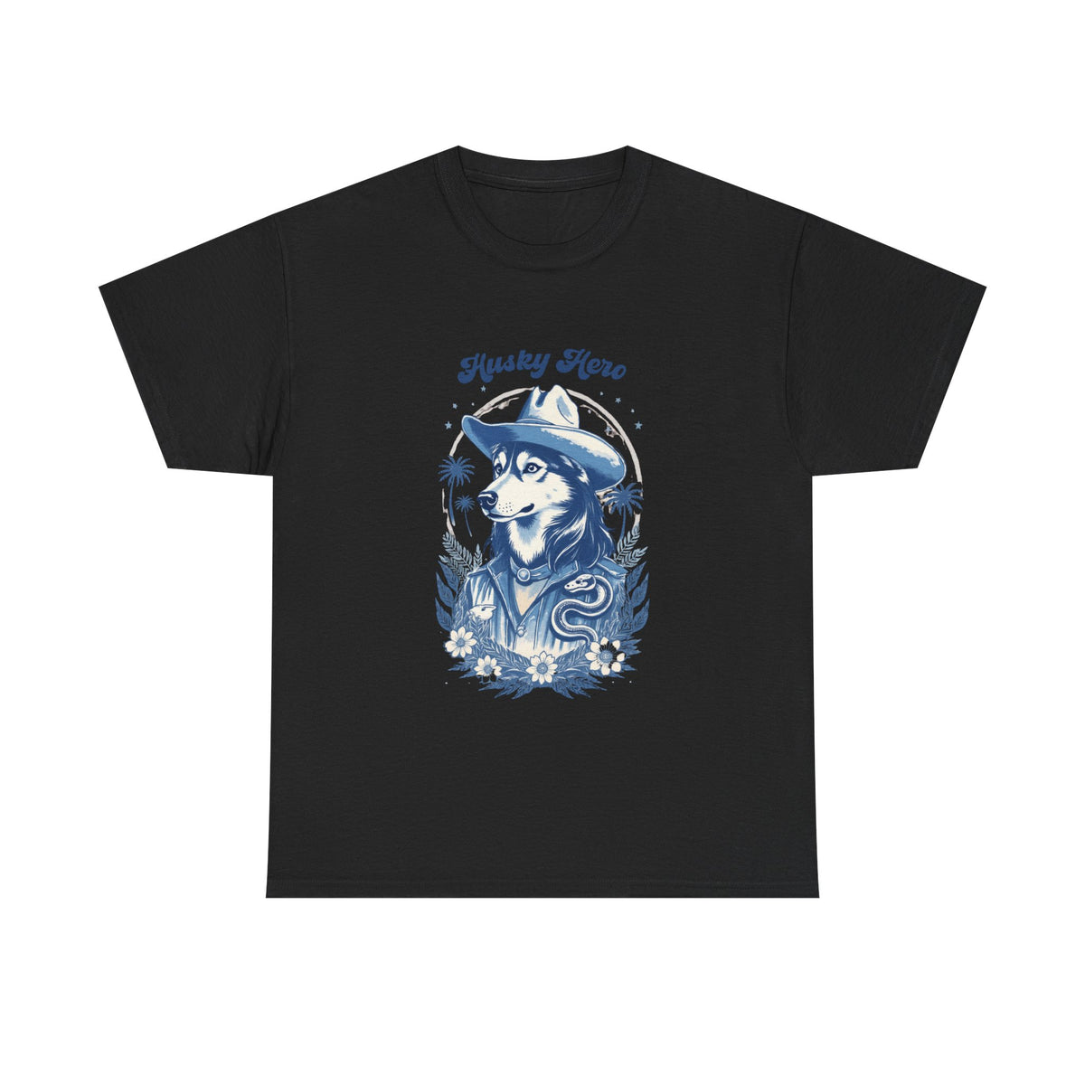 Husky Blue Print Cowboy Retro Western Tee by Electrik Land