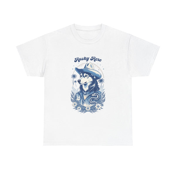 Husky Blue Print Cowboy Retro Western Tee by Electrik Land