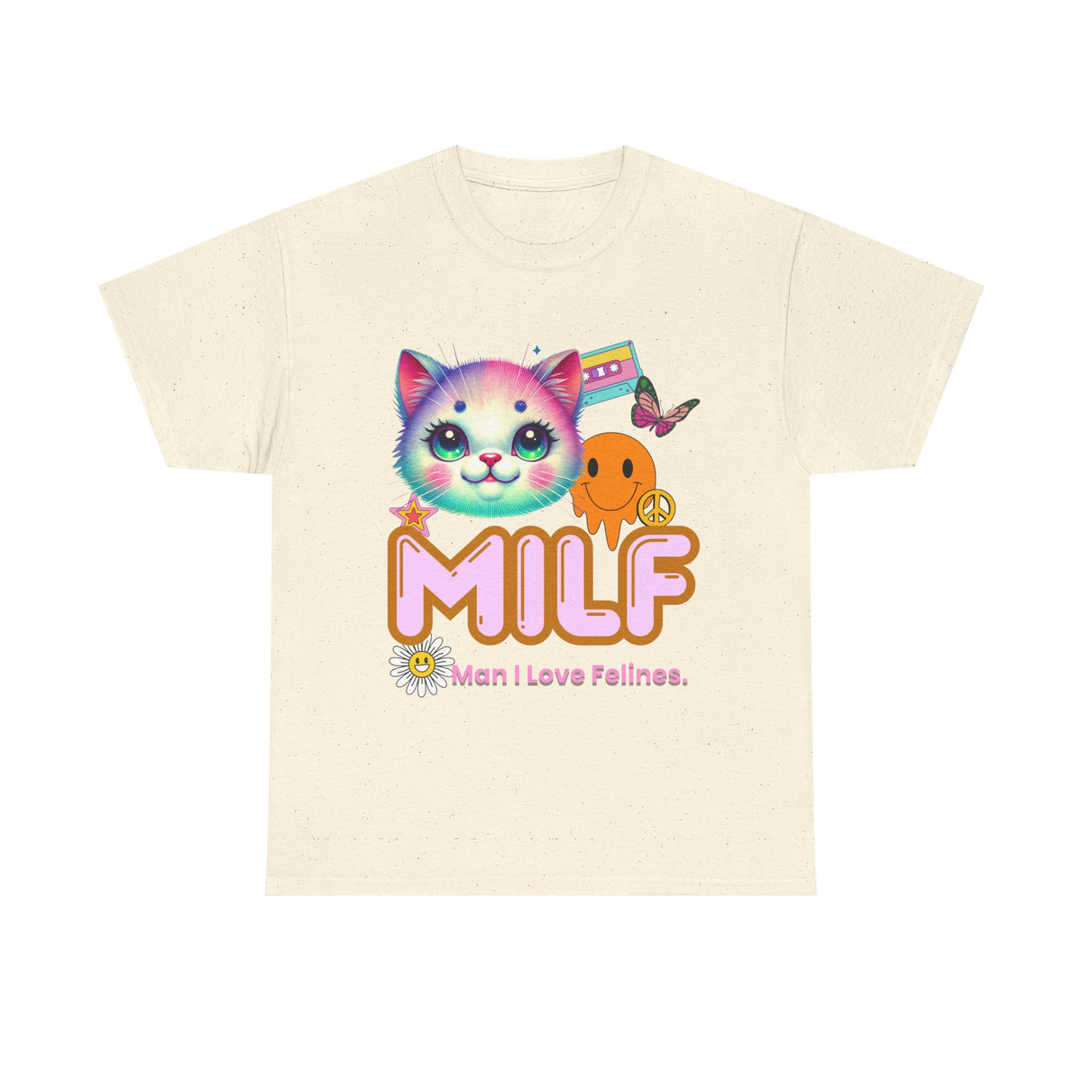 MILF Man I Love Felines Y2K Cat Head Tee by Electrik Land