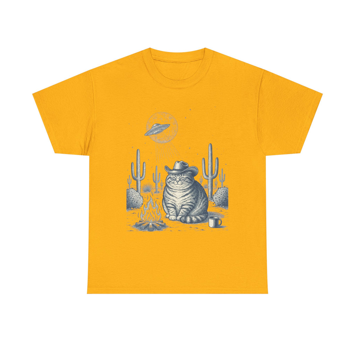 Fat Tabby Cowboy & Desert UFO  - Unisex T-shirt