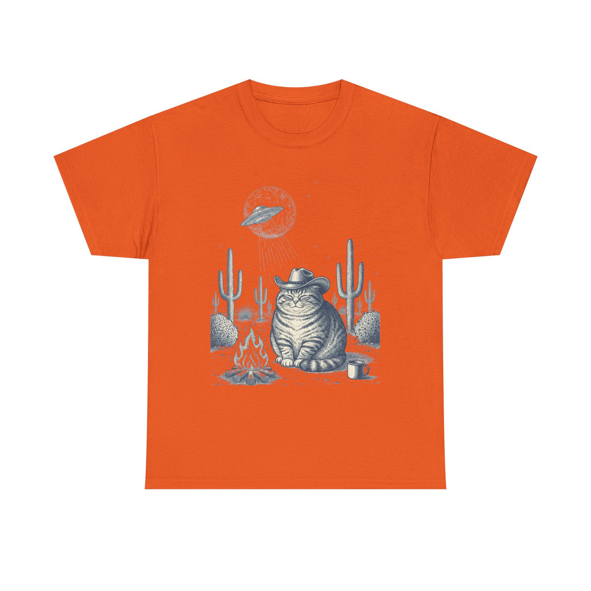 Fat Tabby Cowboy & Desert UFO  - Unisex T-shirt
