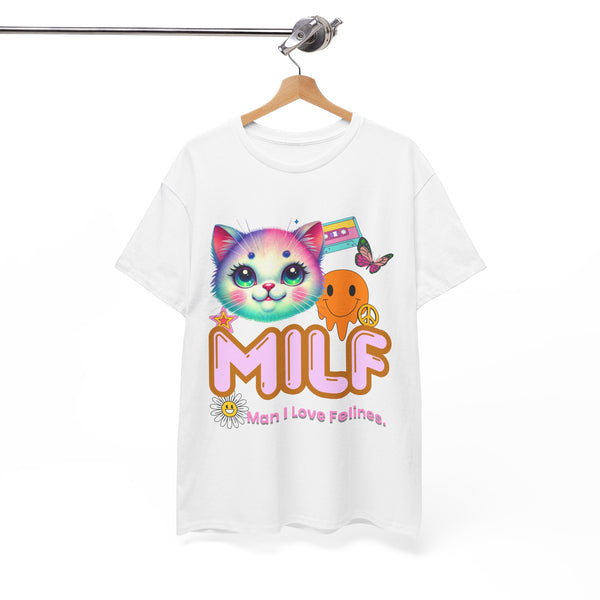 MILF Man I Love Felines Y2K Cat Head Tee by Electrik Land
