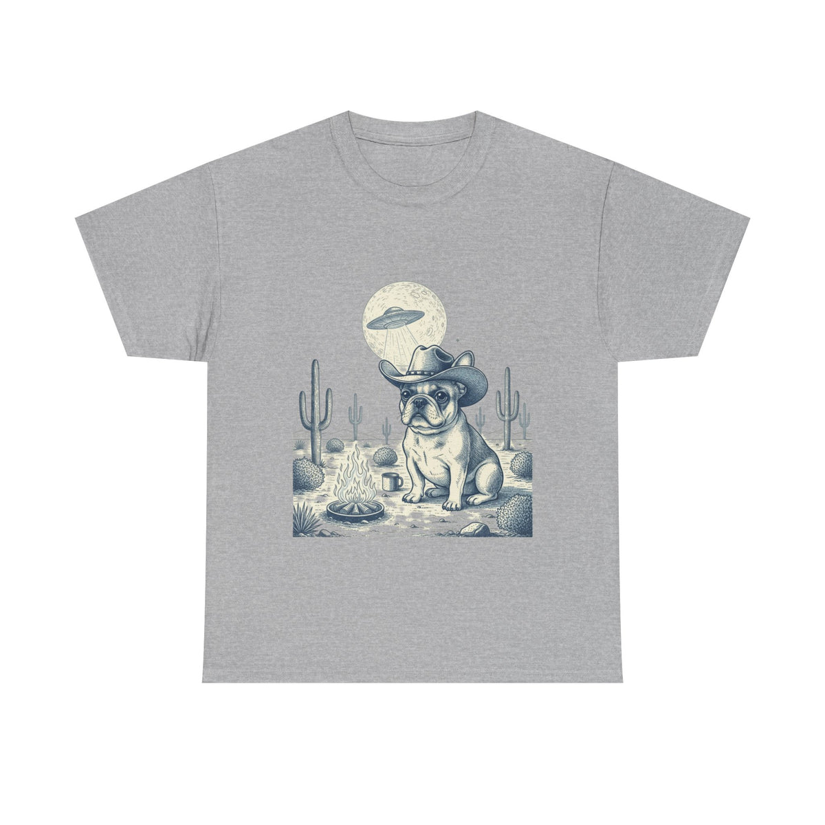 French Bulldog Cowboy & Desert UFO  - Unisex T-shirt