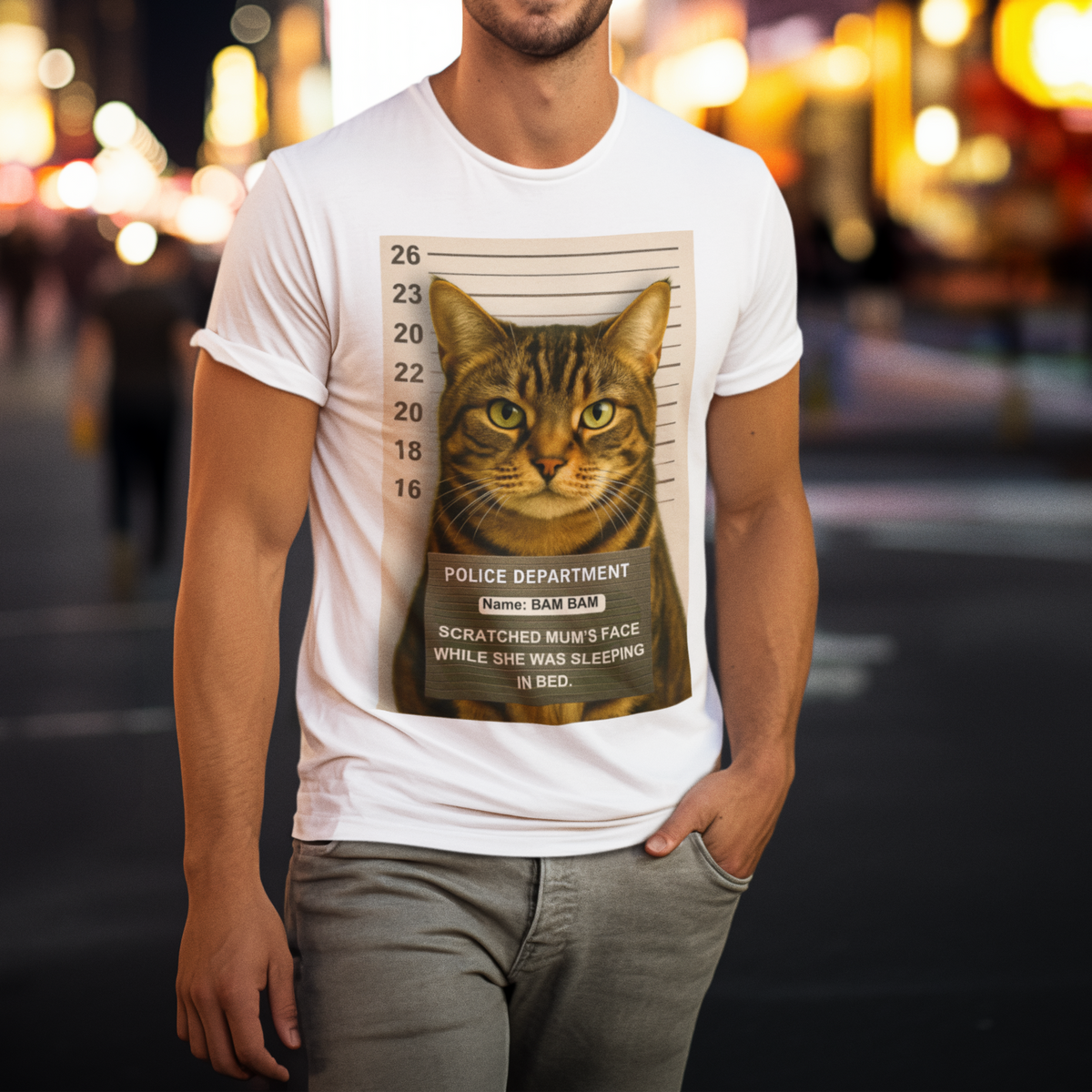 Police Mugshot- Custom Pet Print Unisex Tee
