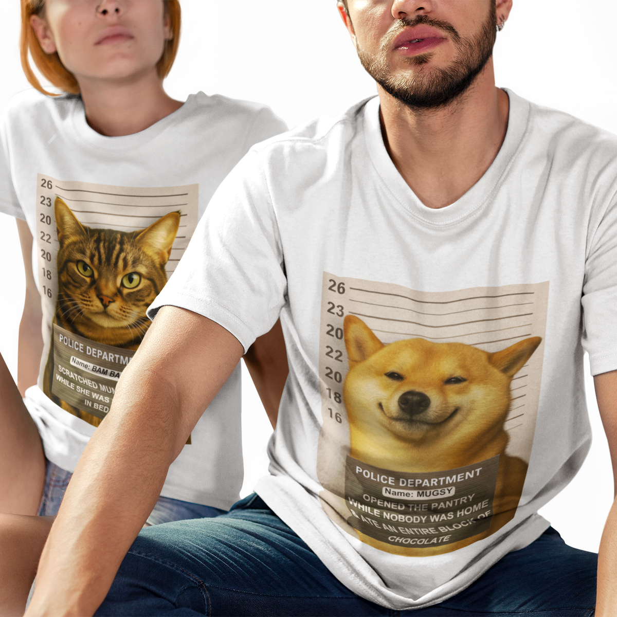 Police Mugshot- Custom Pet Print Unisex Tee