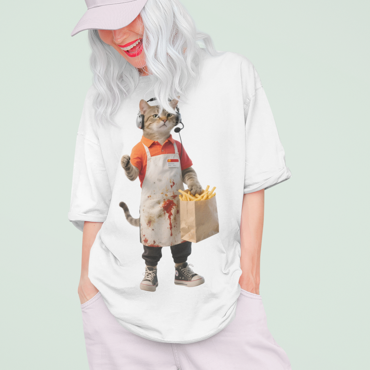 Fast Food Worker Cat - Pets With Day Jobs Unisex T-Shirt