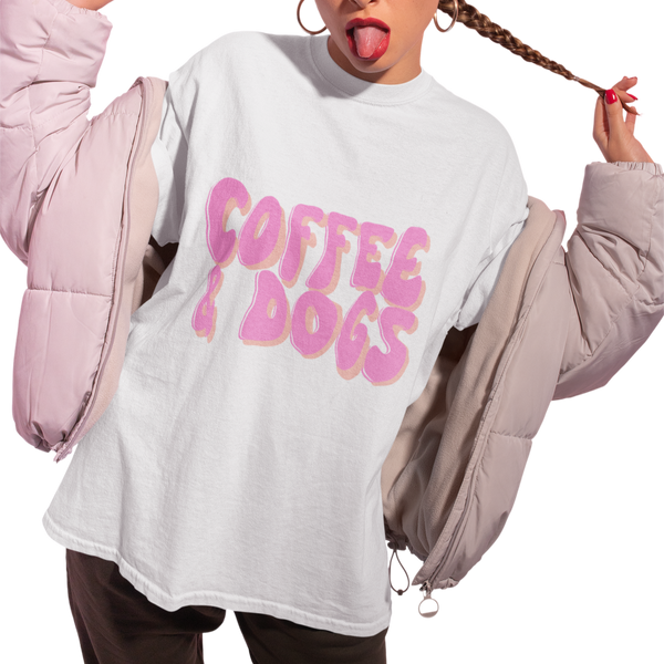 Coffee & Dogs Psychedelic Graphic T-Shirt