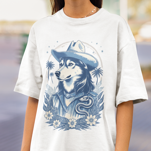 Husky Blue Print Cowboy T-Shirt