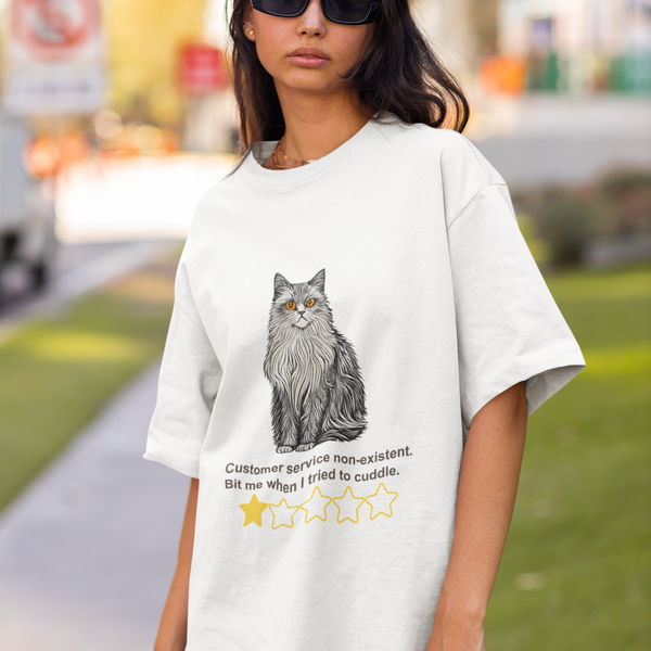Customer Service Nonexistent Cat Review Tee by Electrik Land