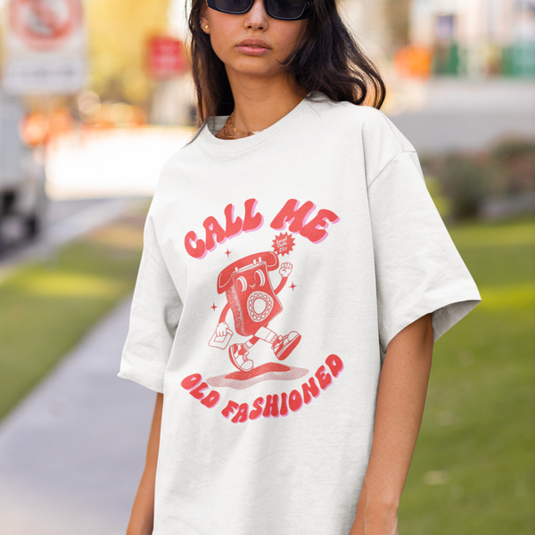 Call Me Old Fashioned Vintage Red Phone Tee by Electrik Land