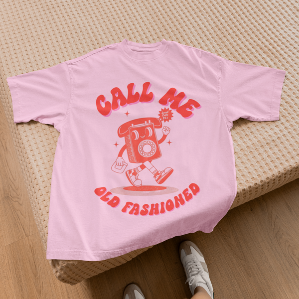 Call Me Old Fashioned Vintage Red Phone Tee by Electrik Land