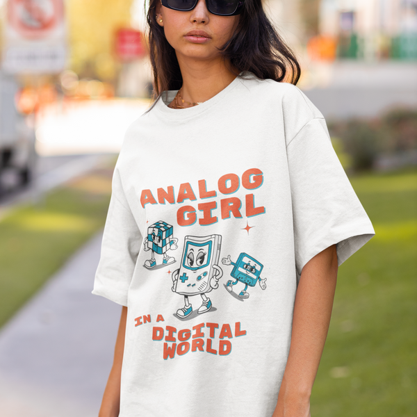 Analog Girl Block Font Retro Tee by Electrik Land