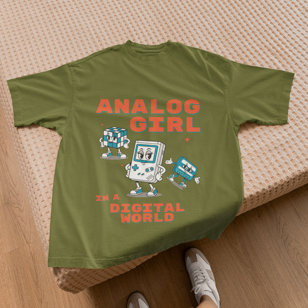 Analog Girl Block Font Retro Tee by Electrik Land