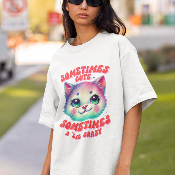 Sometimes Cute Sometimes Crazy Cat Tee by Electrik Land