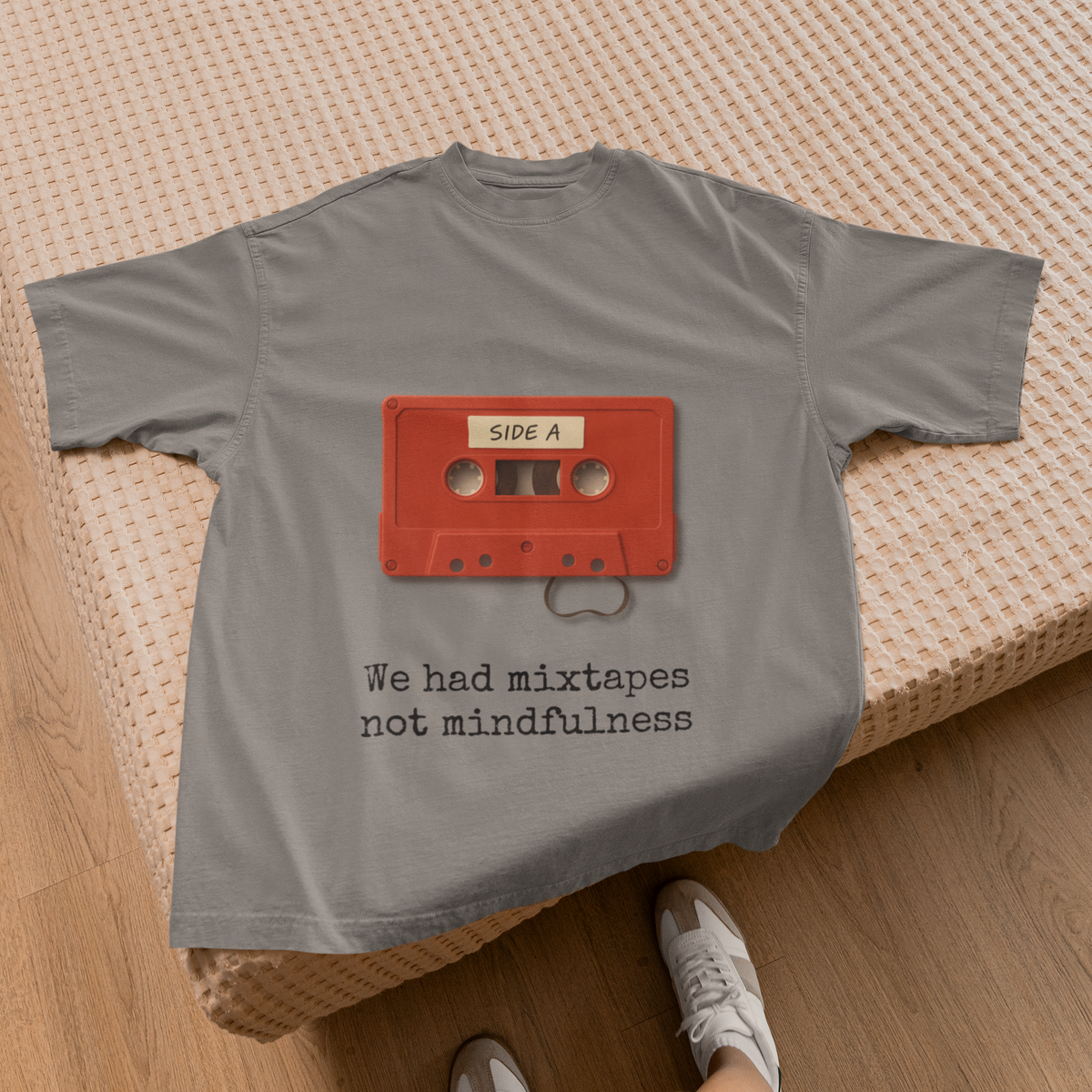 We Had Mixtapes Not Mindfulness Cassette Tee by Electrik Land