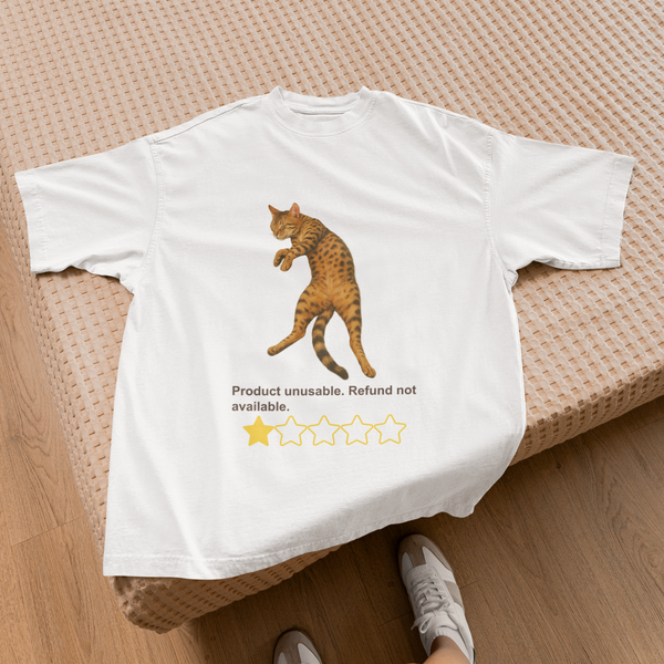 Product Unusable Funny Cat Review Tee by Electrik Land