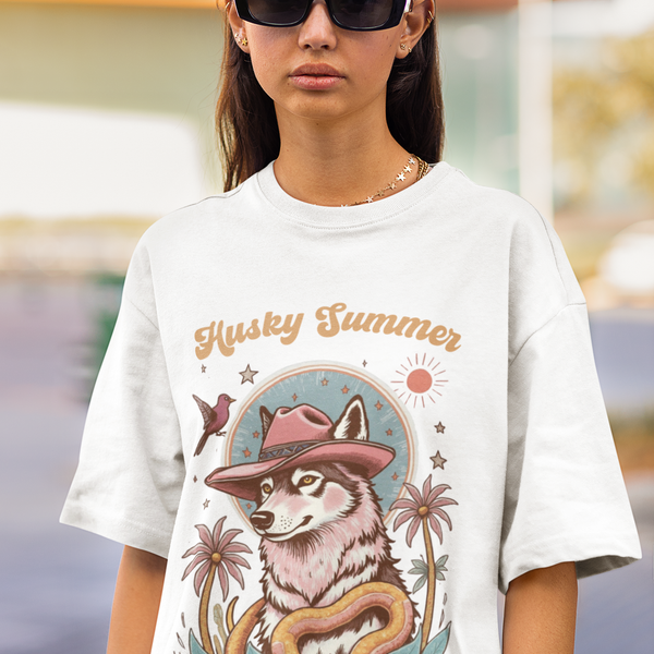 Husky Retro Cowboy Western Graphic Tee by Electrik Land