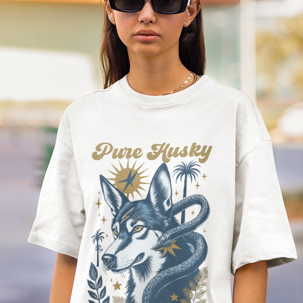 Pure Husky Fantasy Tattoo Graphic Tee by Electrik Land