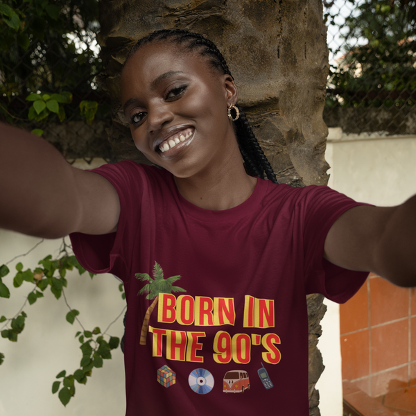 Born in the 90s T-Shirt with Retro Icons Nostalgia by Electrik Land.