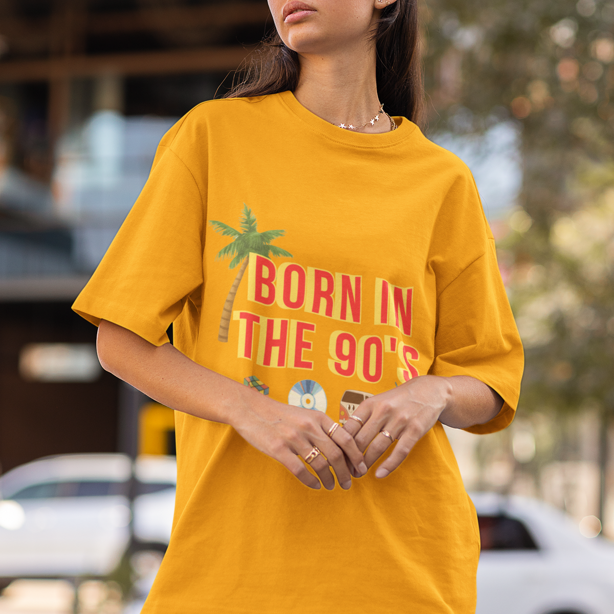 Born in the 90s T-Shirt with Retro Icons Nostalgia by Electrik Land.