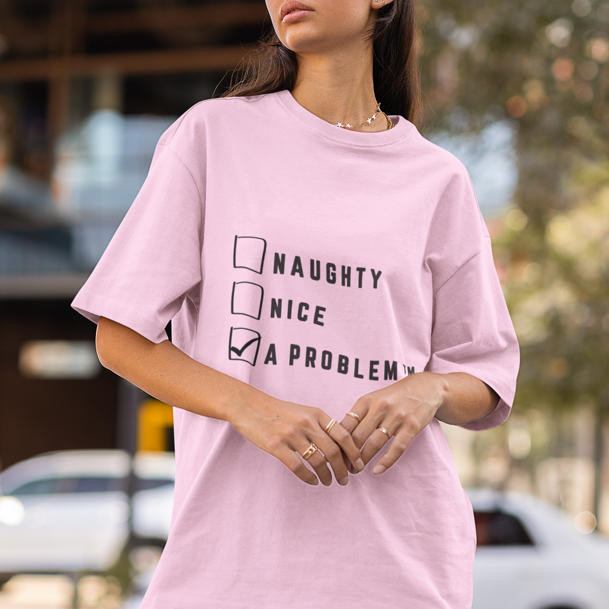 A Problem T-Shirt with Naughty Nice Checklist by Electrik Land.