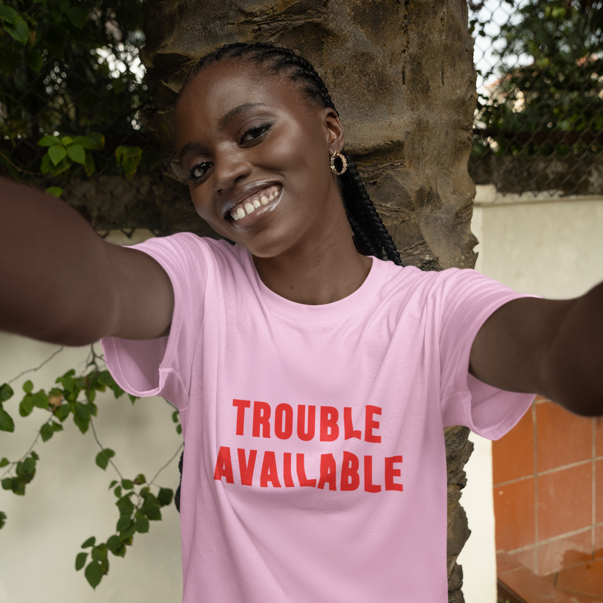 Trouble Available T-Shirt for Chaos-Curious Nights by Electrik Land.