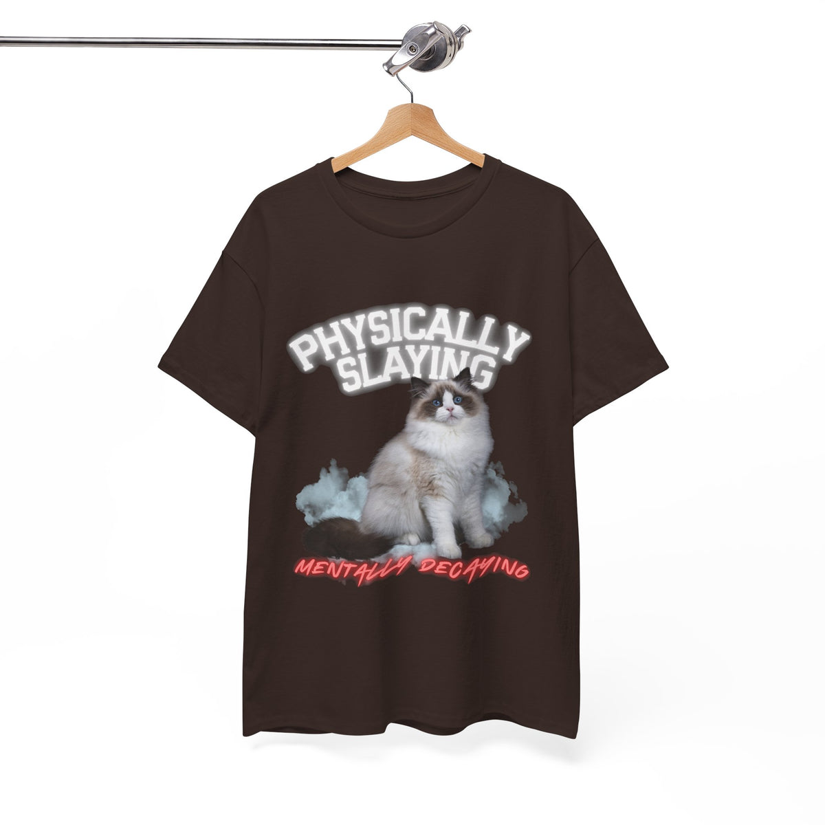Physically Slaying Mentally Decaying Cat Tee by Electrik Land