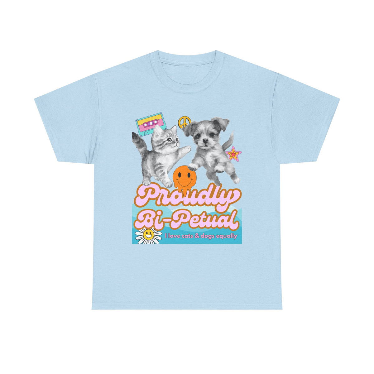 Proudly Bi-Petual Minimal Unisex T-shirt - I Love Dogs and Cats
