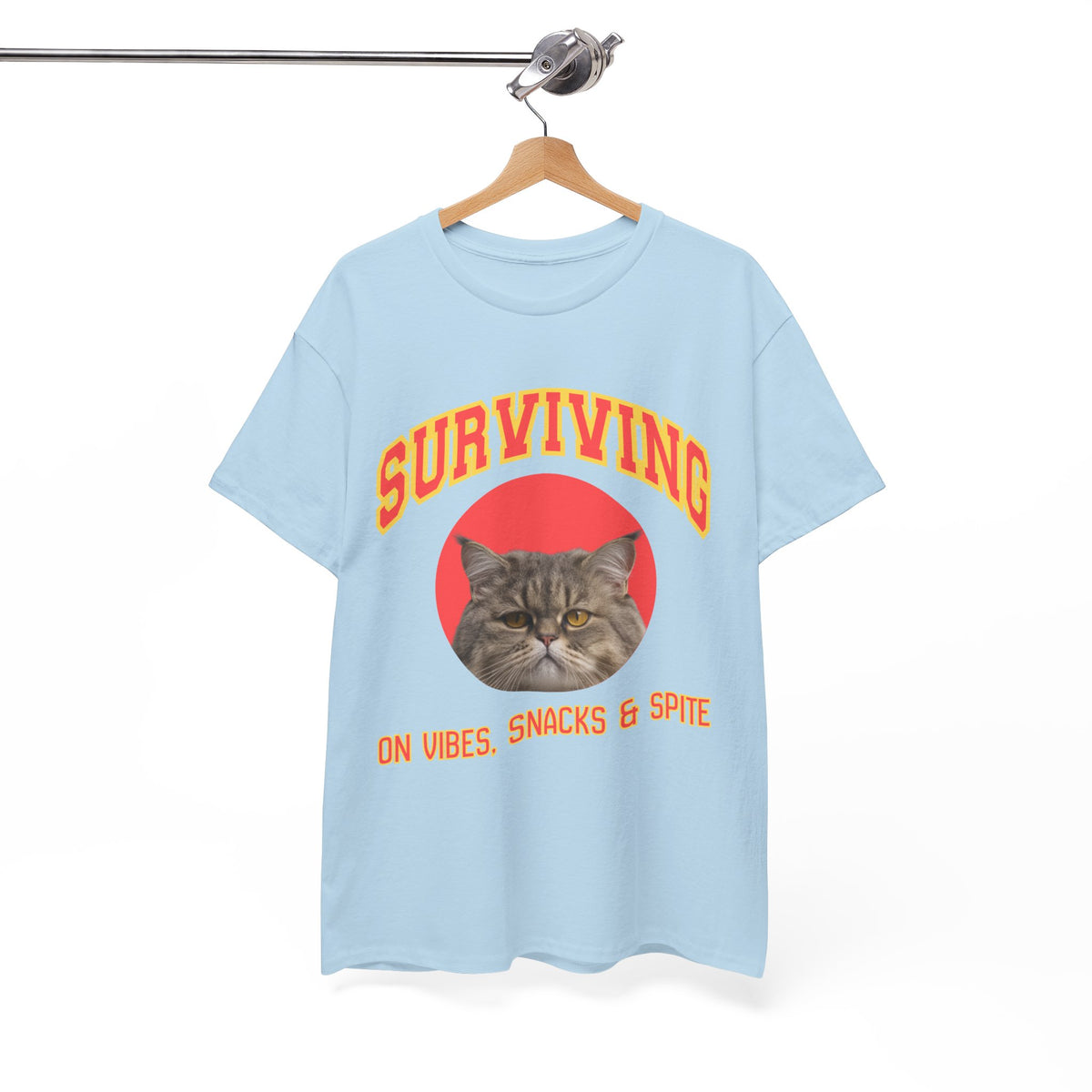 Surviving On Vibes Snacks & Spite Cat Tee by Electrik Land.