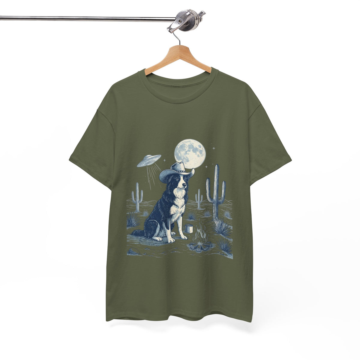 Border Collie Cowboy & Desert UFO  - Unisex T-shirt