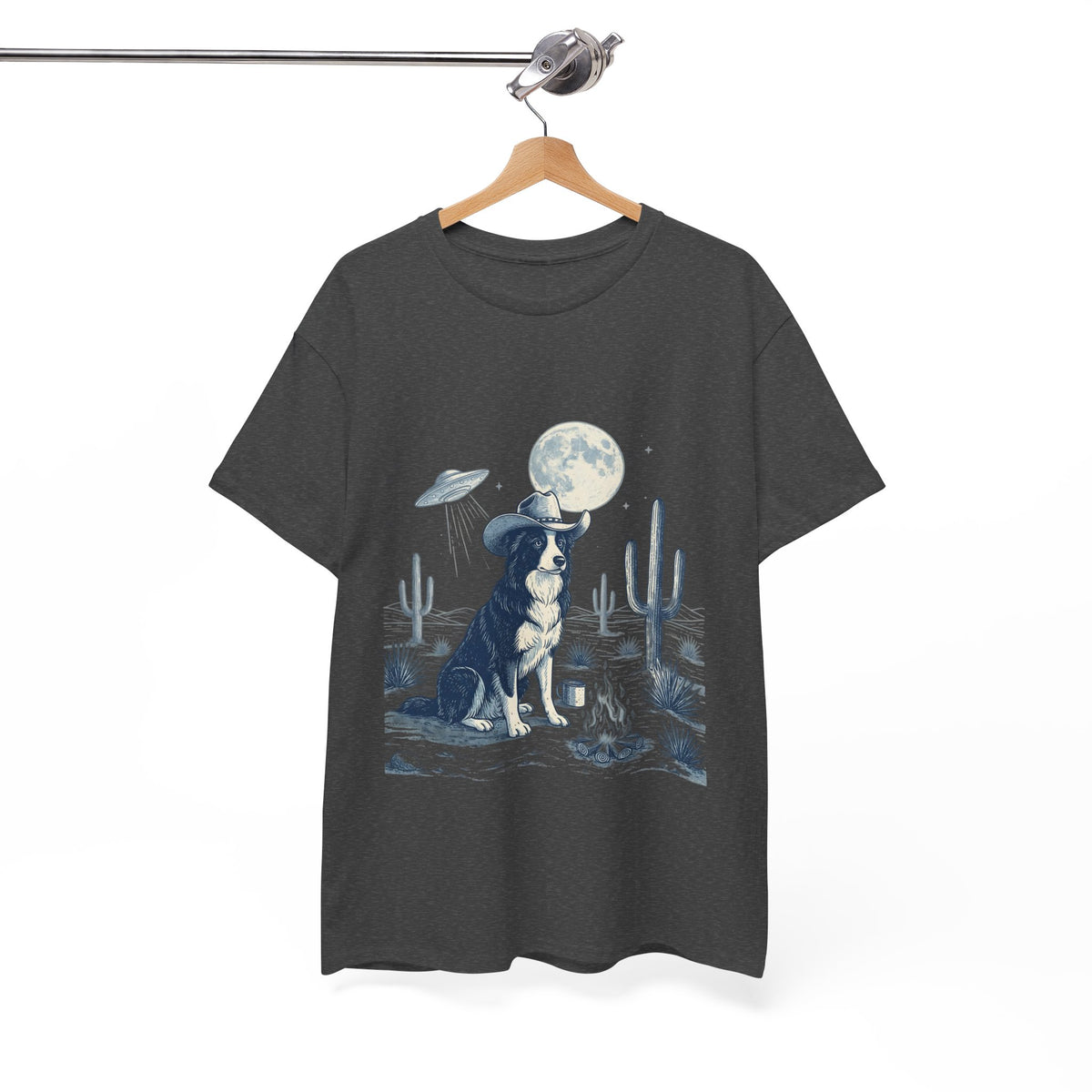 Border Collie Cowboy & Desert UFO  - Unisex T-shirt