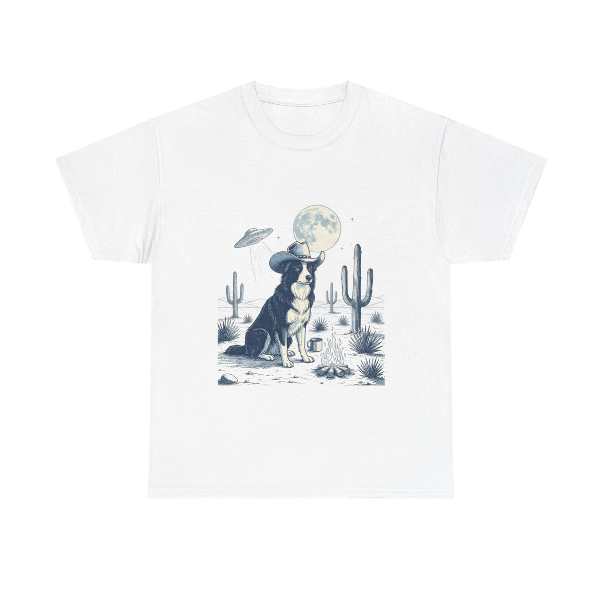 Border Collie Cowboy & Desert UFO  - Unisex T-shirt