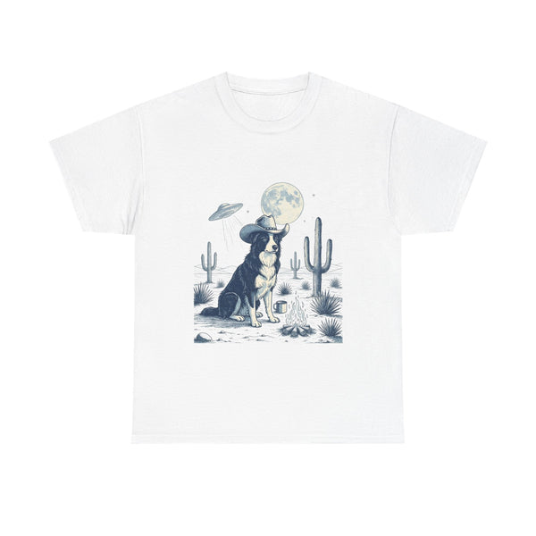Border Collie Cowboy T-Shirt – UFO Western Humor by Electrik Land
