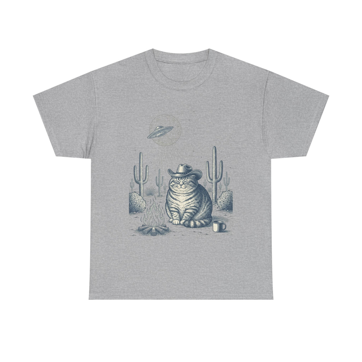 Fat Tabby Cowboy & Desert UFO  - Unisex T-shirt