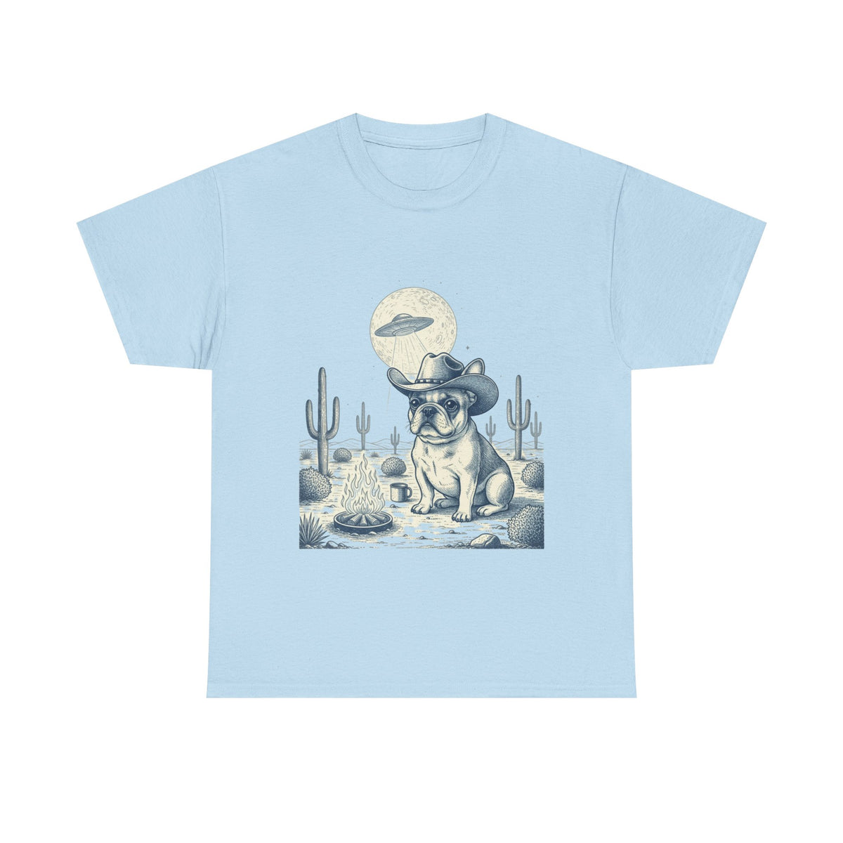 French Bulldog Cowboy & Desert UFO  - Unisex T-shirt