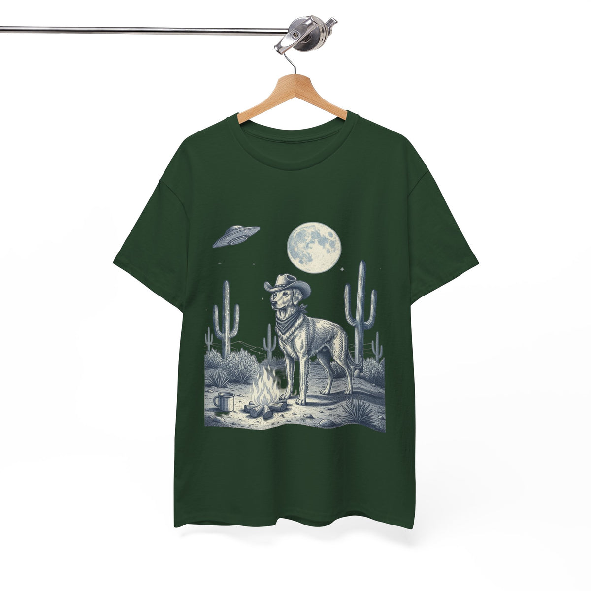 Golden Retriever Cowboy & Desert UFO  - Unisex T-shirt