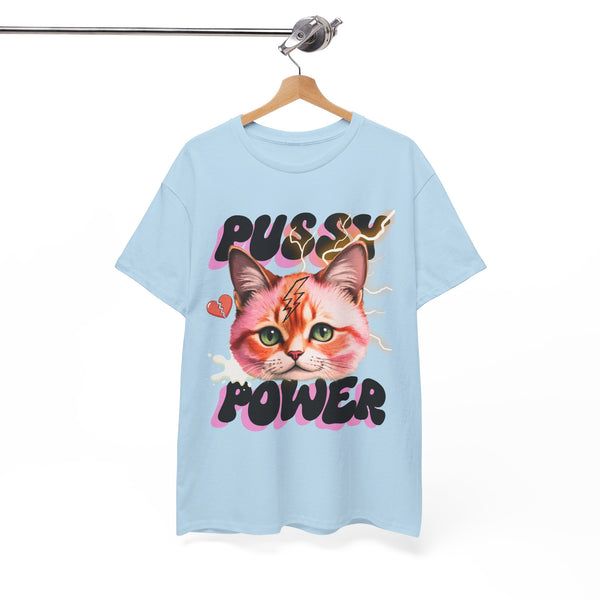 Pussy Power Bubble Cat Feminist T-Shirt by Electrik Land.