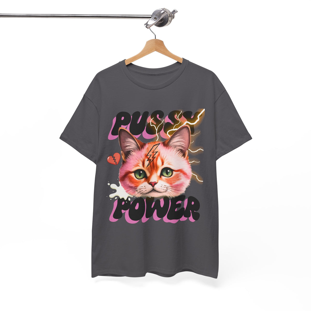 Pussy Power Bubble Cat Feminist T-Shirt by Electrik Land.
