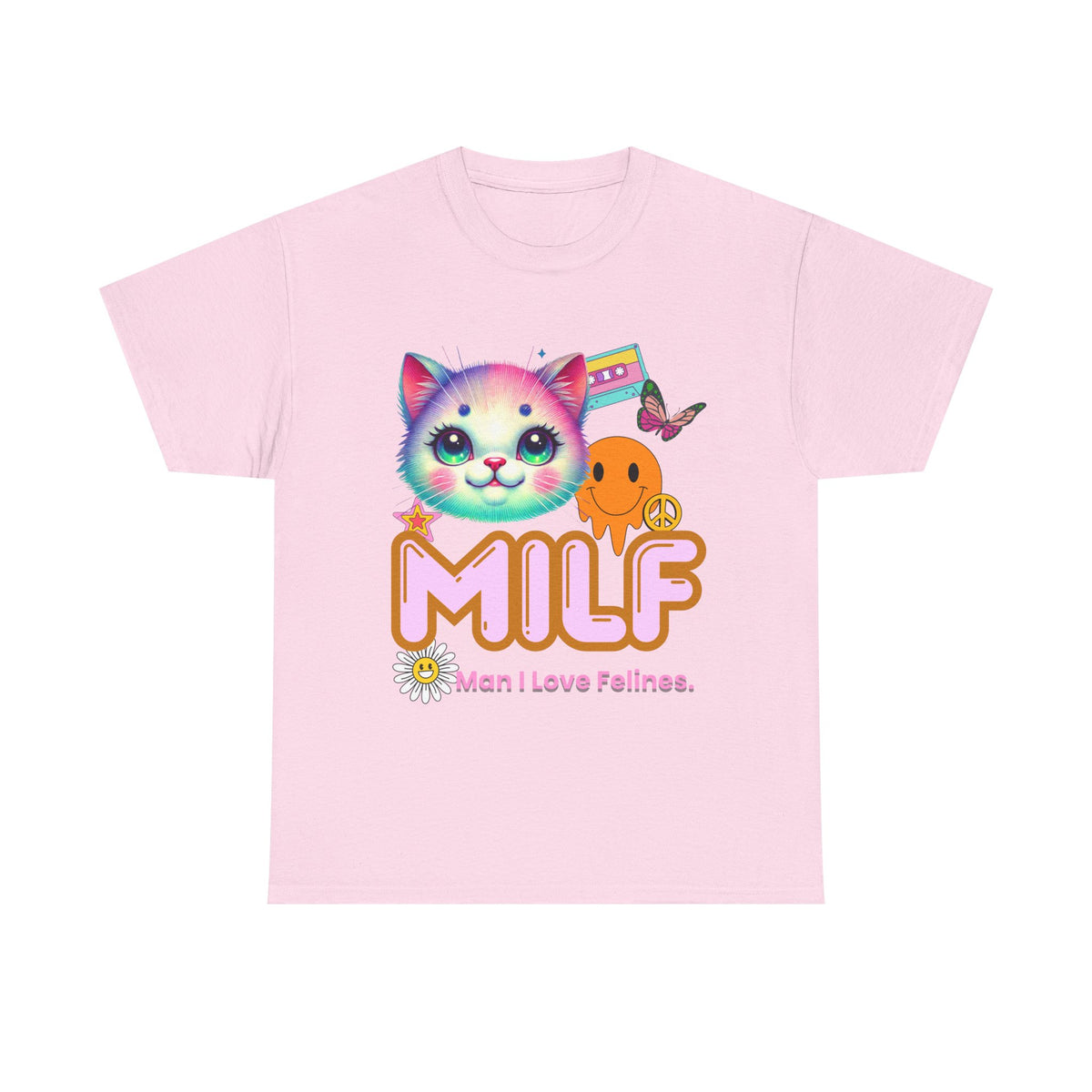 MILF Man I Love Felines Y2K Cat Head Tee by Electrik Land