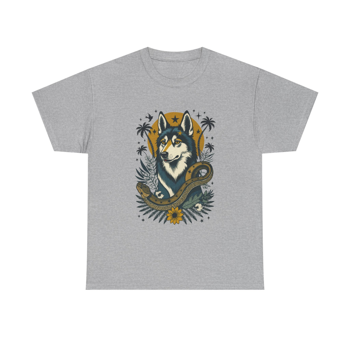 Husky Vintage Style Tattoo Graphic T-Shirt