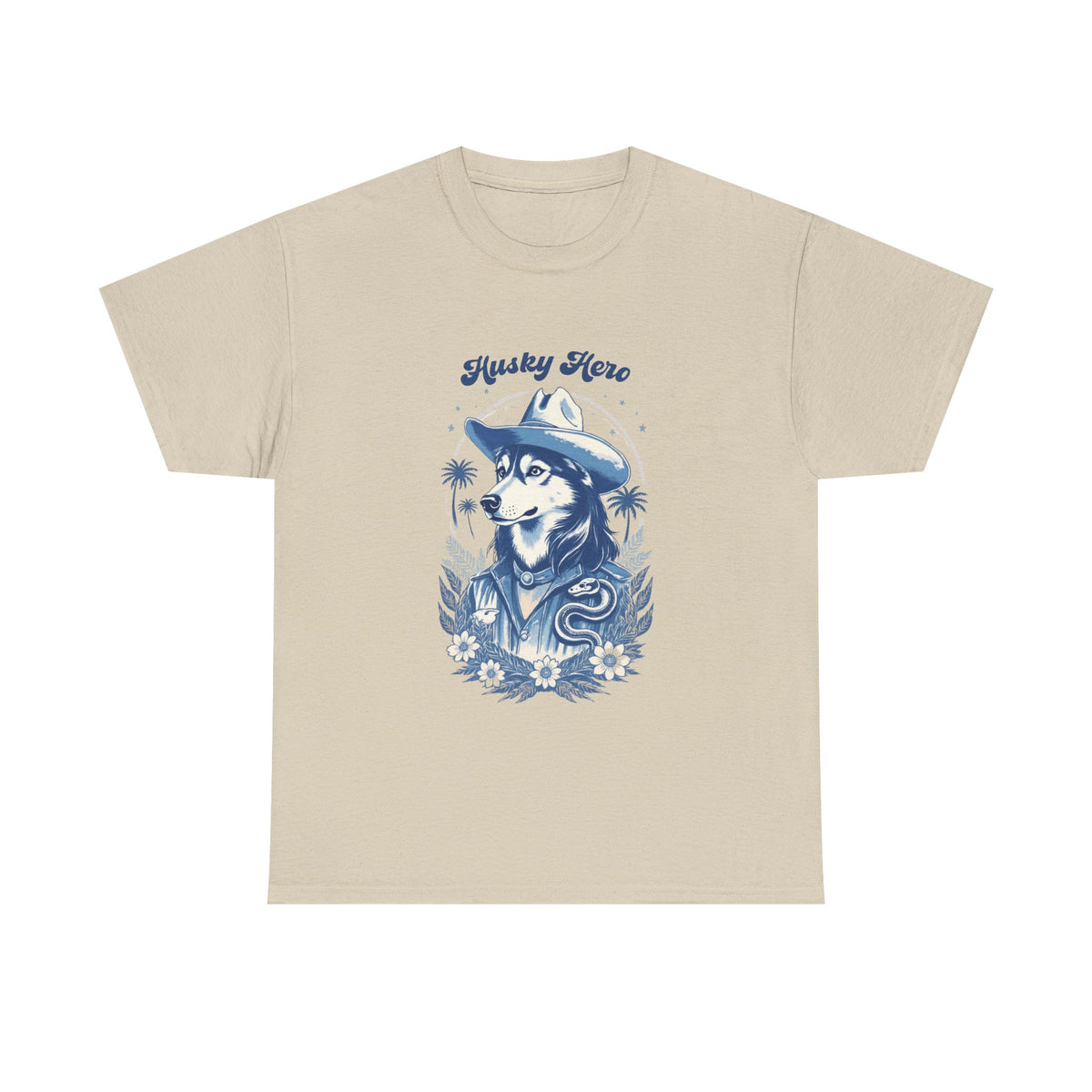 Husky Blue Print Cowboy Retro Western Tee by Electrik Land