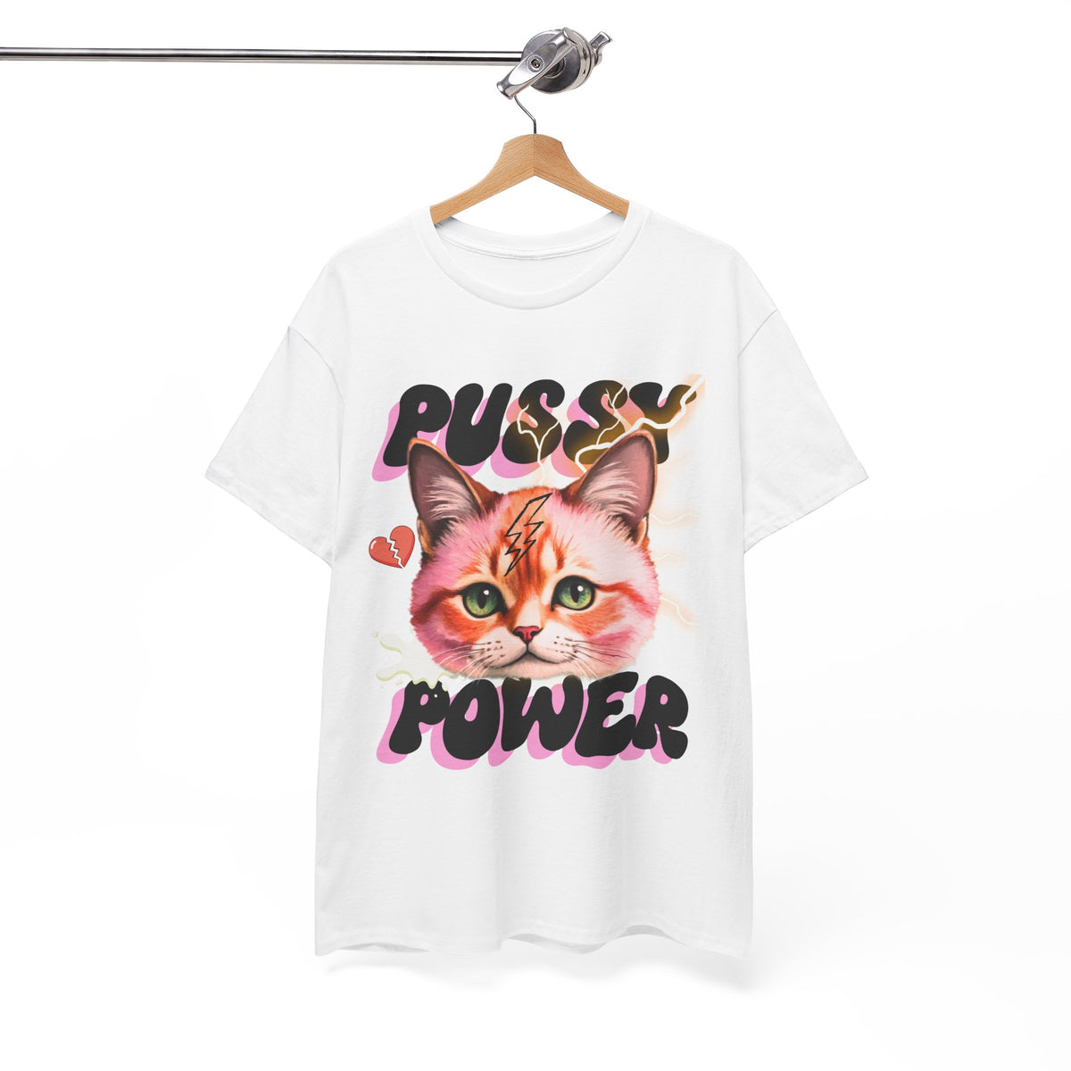 Pussy Power Bubble Cat Feminist T-Shirt by Electrik Land.