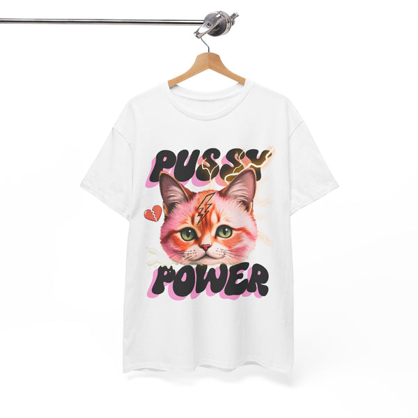 Pussy Power Bubble Cat Feminist T-Shirt by Electrik Land.