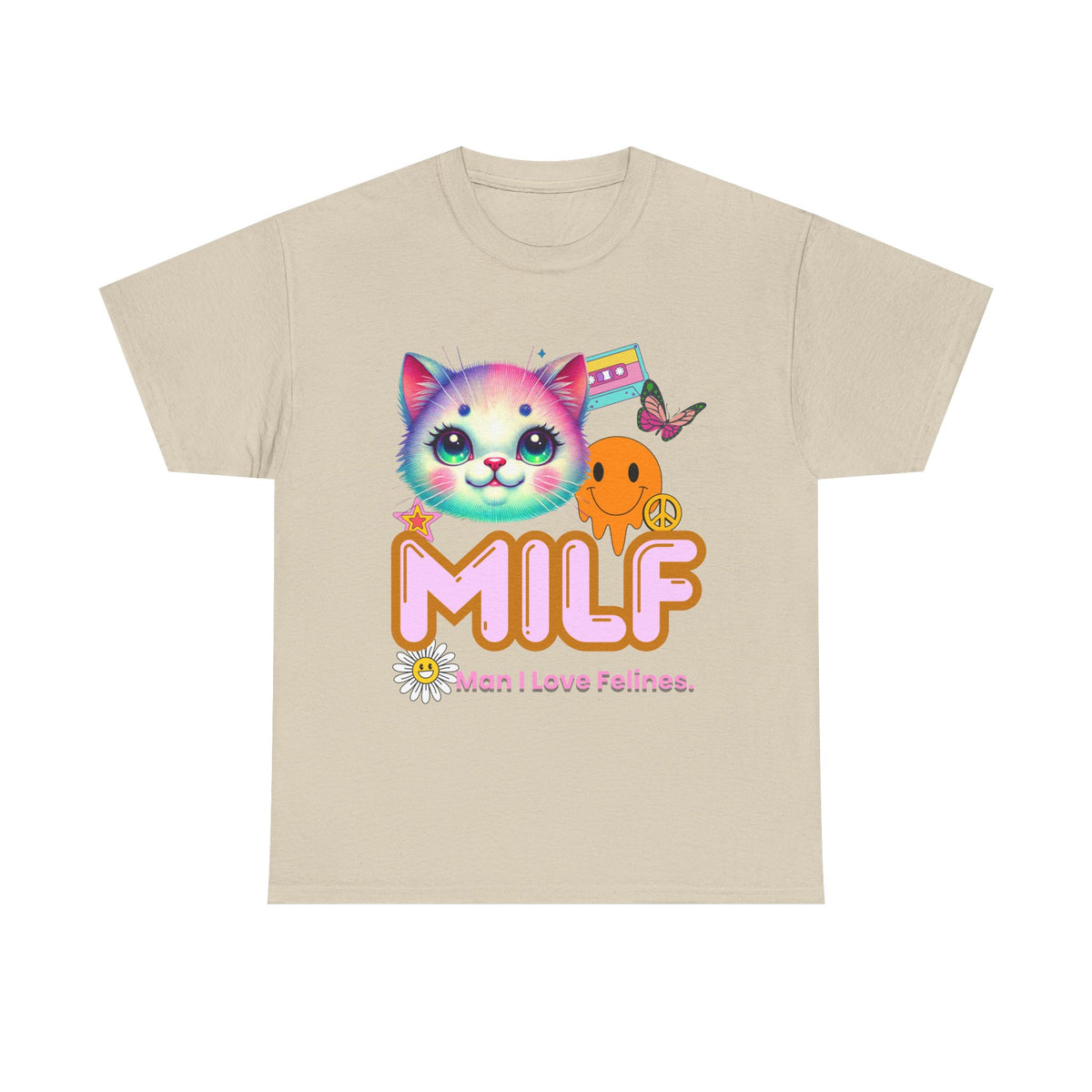 MILF Man I Love Felines Y2K Cat Head Tee by Electrik Land