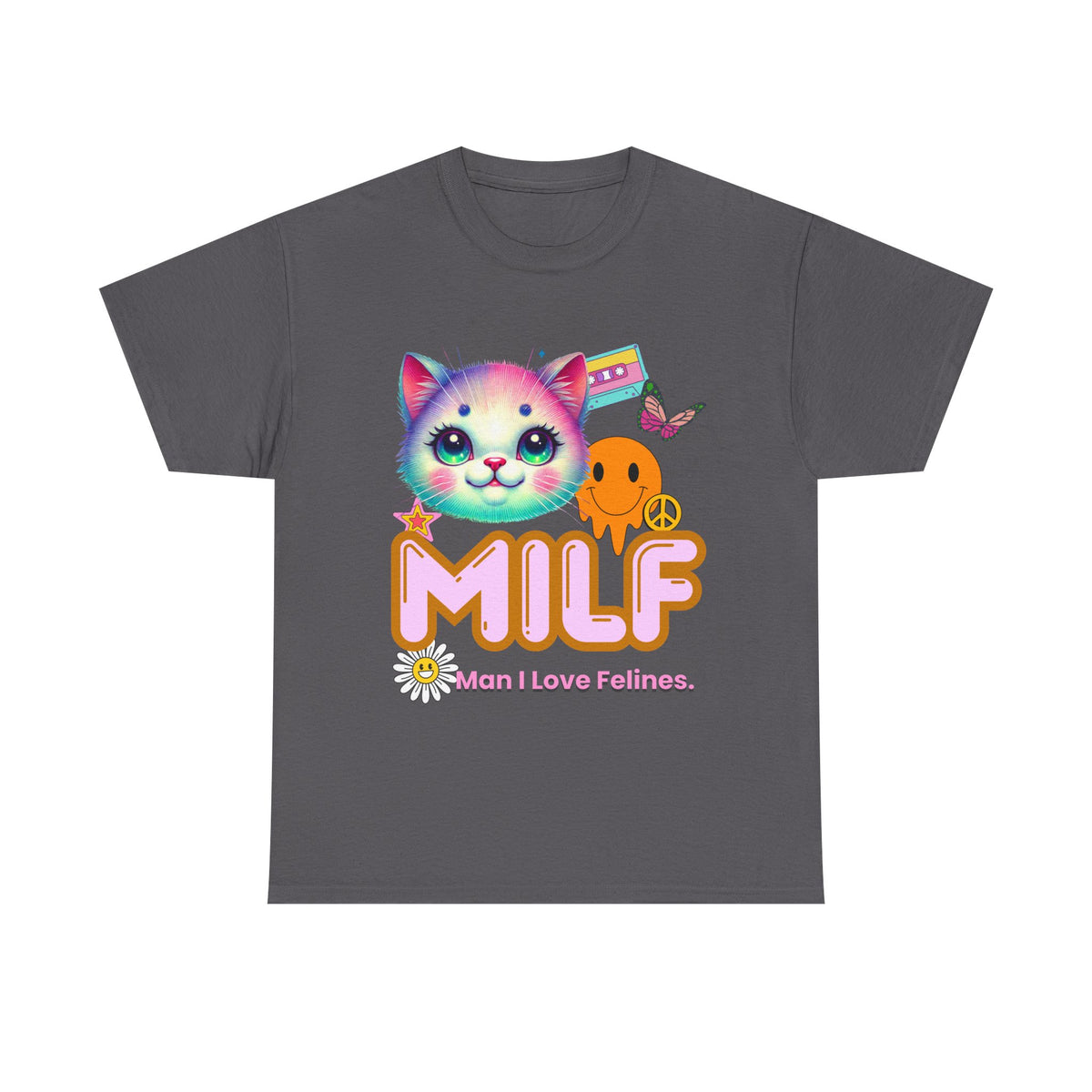 MILF Man I Love Felines Y2K Cat Head Tee by Electrik Land