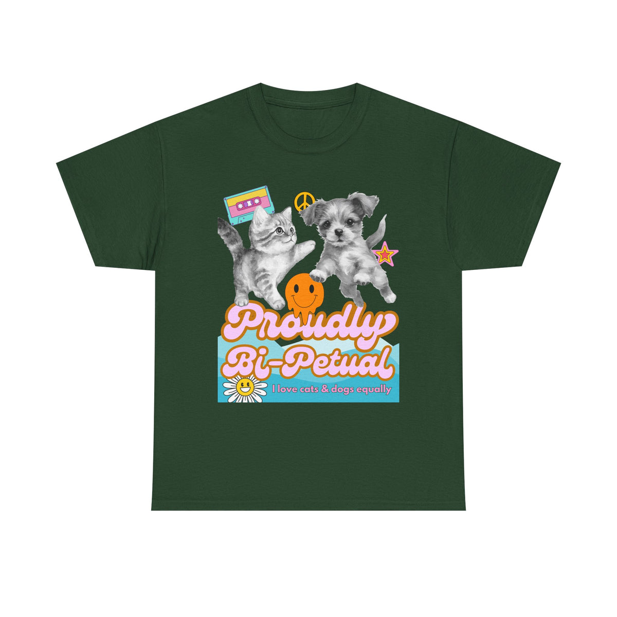 Proudly Bi-Petual Minimal Unisex T-shirt - I Love Dogs and Cats