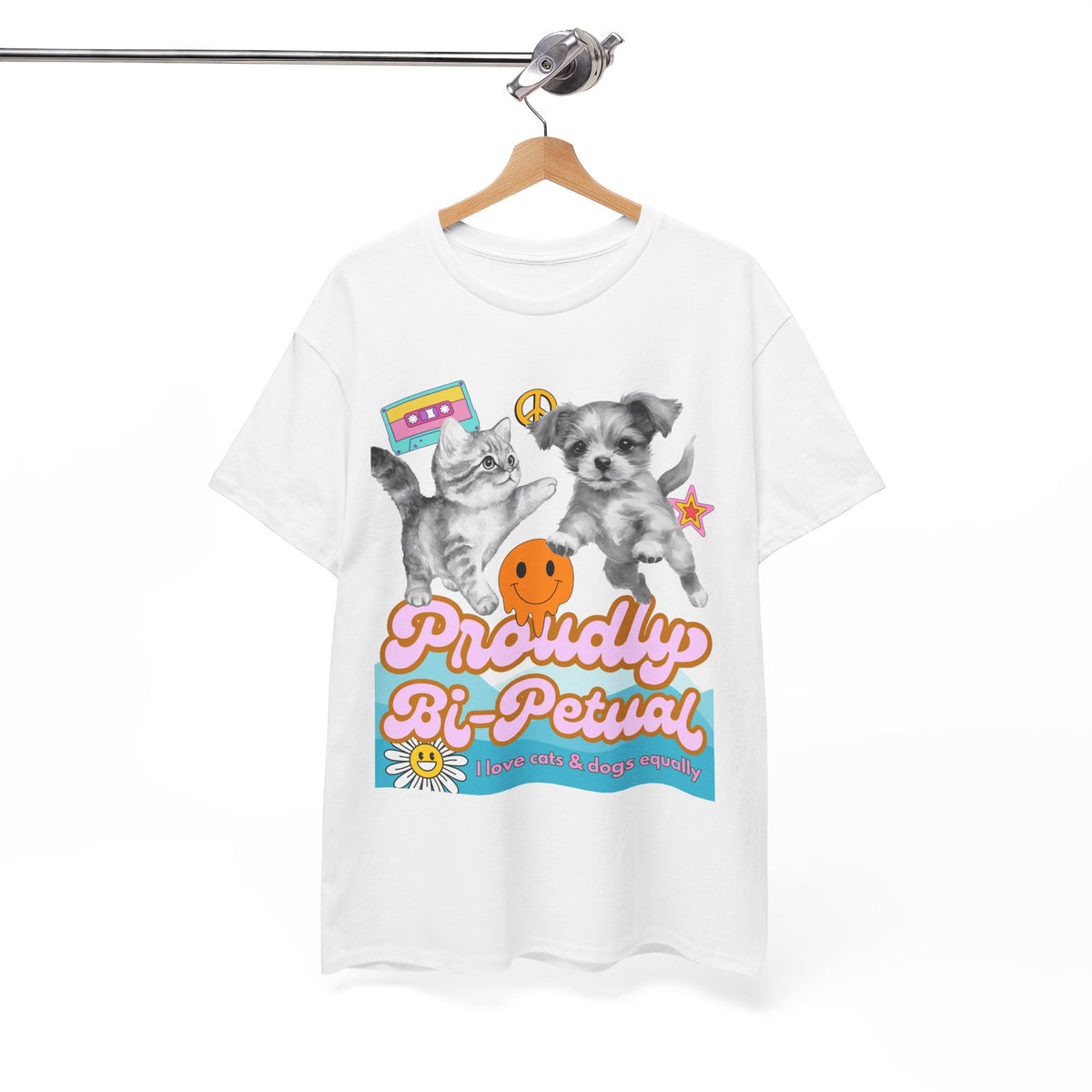 Proudly Bi-Petual Minimal Unisex T-shirt - I Love Dogs and Cats